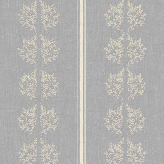 Vintage Branches and Stripes Wallpaper in Dove Gray shown close up.