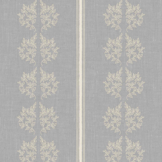 Vintage Branches and Stripes Wallpaper in Dove Gray shown close up.
