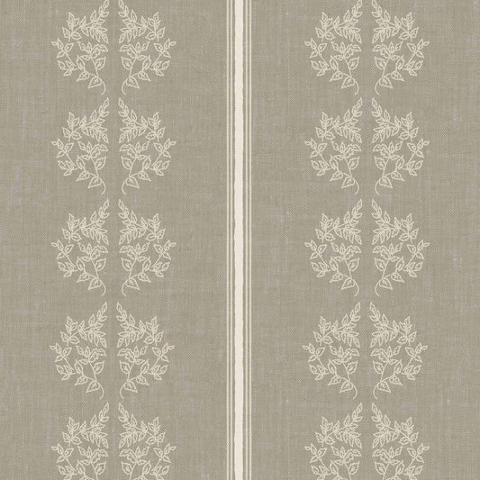 Vintage Branches and Stripes Wallpaper in Dry Sage shown up close.