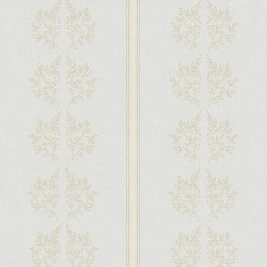 Vintage Branches and Stripes Wallpaper in Soft Blue shown up close.