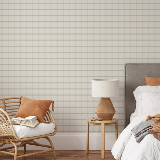 Simple Plaid Wallpaper - Sage