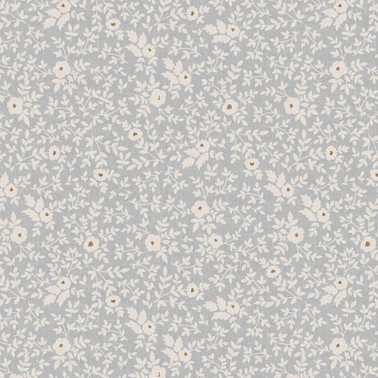 Elegant Florals Wallpaper in French Blue shown up close.