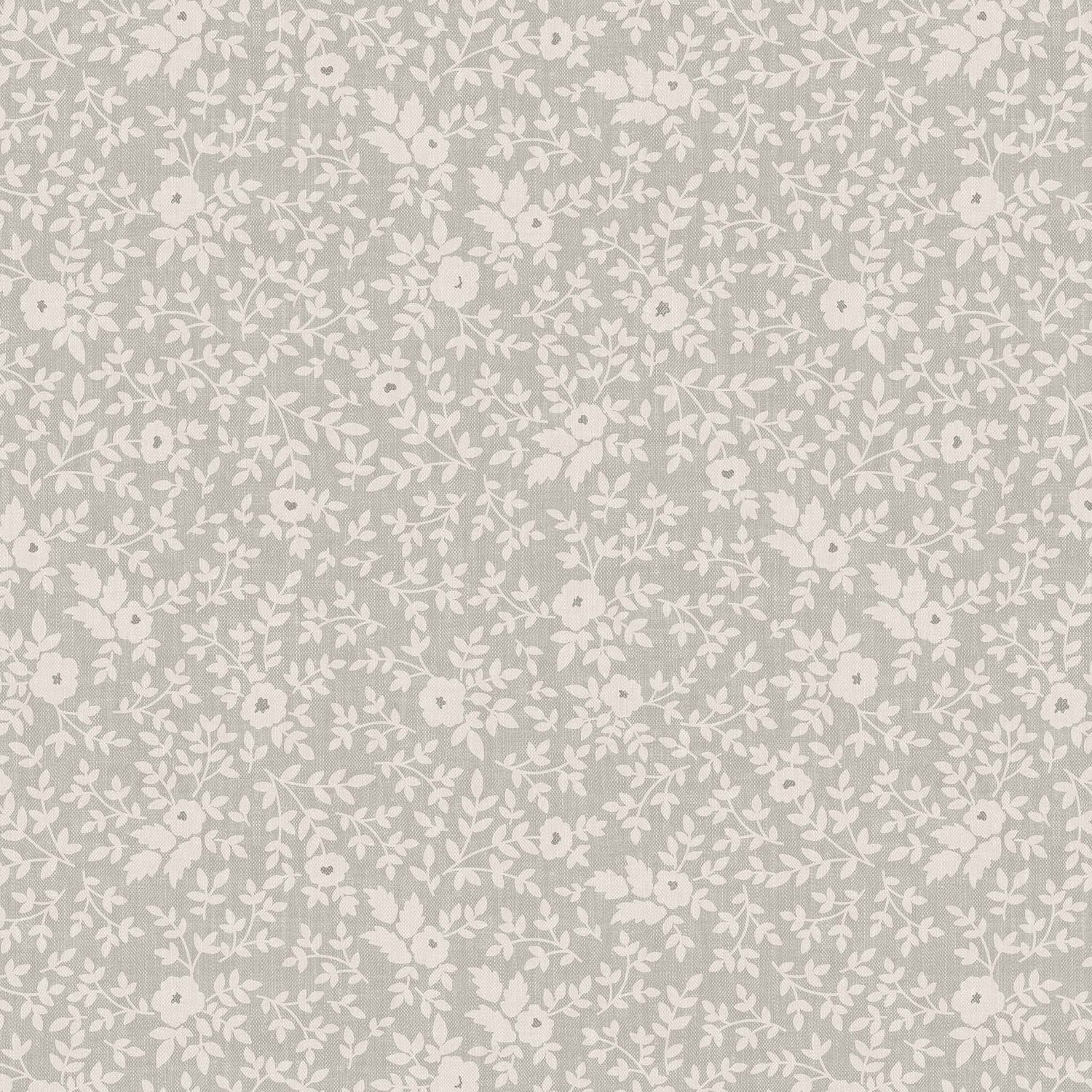 Elegant Florals Wallpaper in Light Gray shown up close.