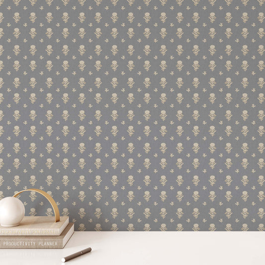 Add a touch of elegance and femininity to any room with our Small Vintage Floral Wallpaper in Denim Blue. Drawing from classic vintage designs, this wallpaper combines delicate florals with soft, subtle tones to create an ambience of comfort and refinement.