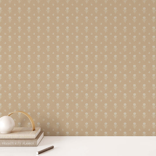 Add a touch of elegance and femininity to any room with our Small Vintage Floral Wallpaper in Tan. Drawing from classic vintage designs, this wallpaper combines delicate florals with soft, subtle tones to create an ambience of comfort and refinement.