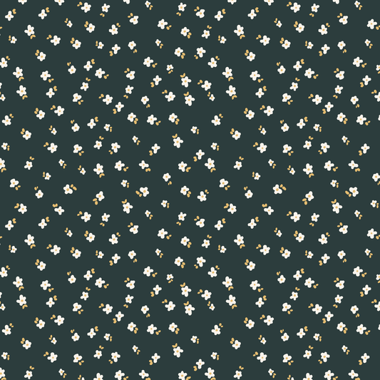 Our Snow in Summer removable peel and stick wallpaper in Dark Green shown up close