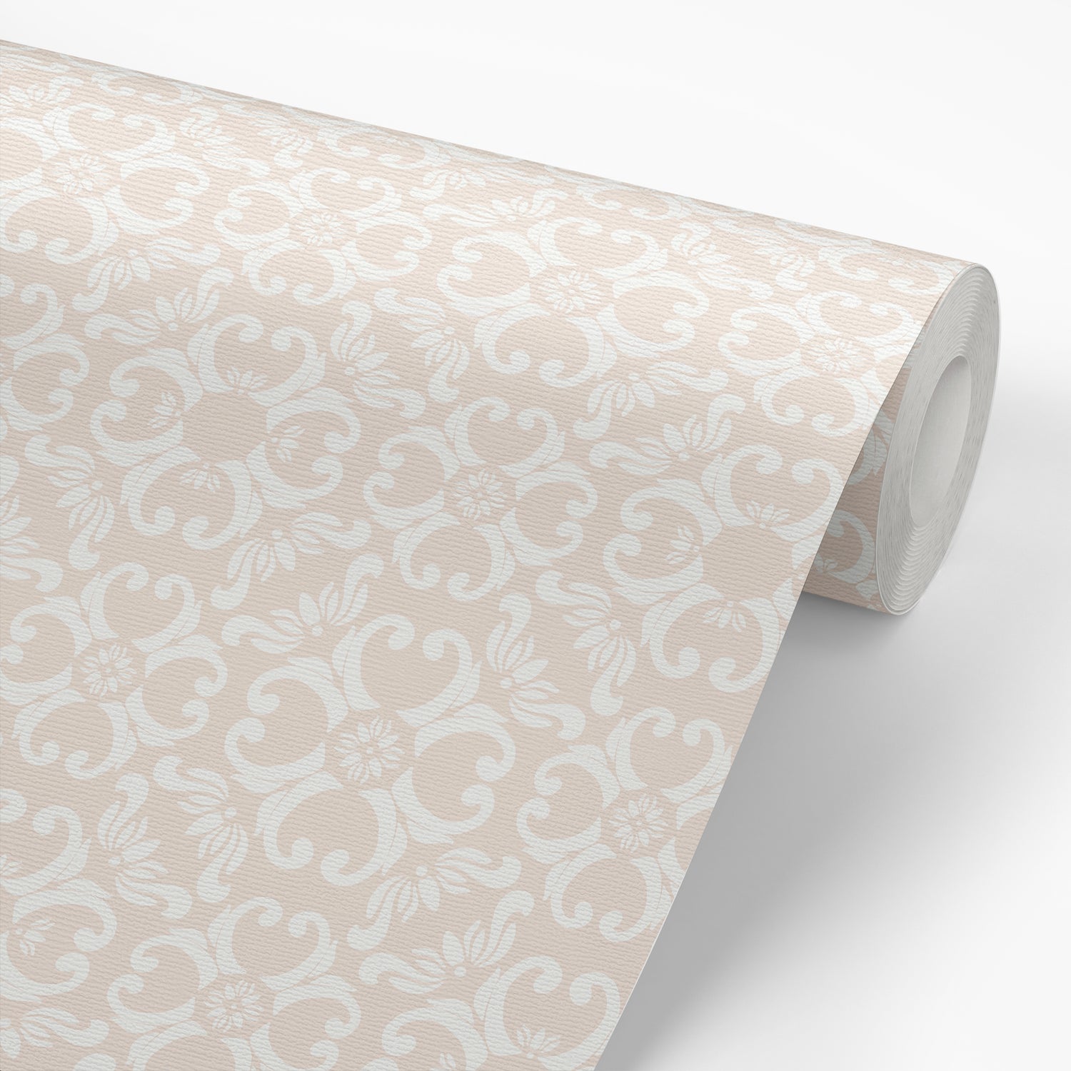 Ayara's peel and stick removable Spanish Tiles Wallpaper in Nude featured on a wallpaper roll.