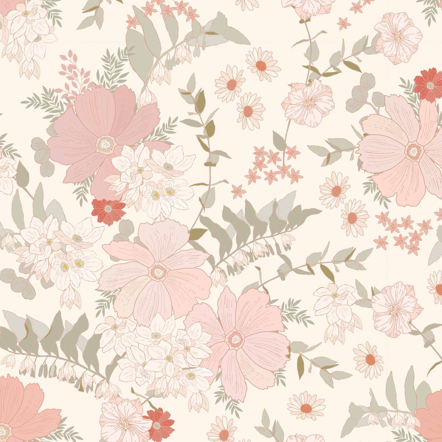 Our Spring Florals Wallpaper is a statement-making solution, featuring elegant flowers to add a touch of springtime beauty to your home. 