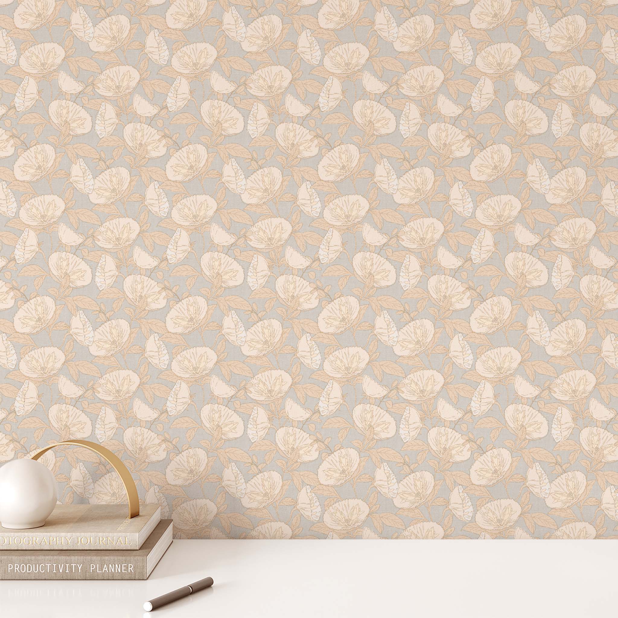 Spring Cosmos Wallpaper - Gray – Ayara Home