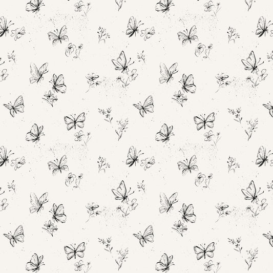 Butterflies in Motion in Monochrome shown close up.