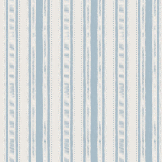 Cottage Stripes in Blue shown close up.
