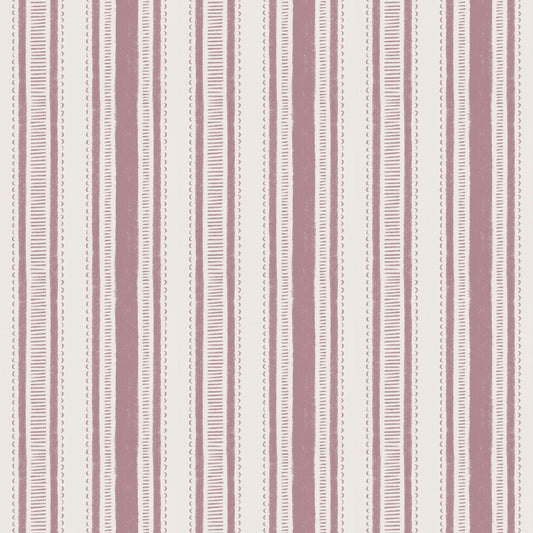 Cottage Stripes in Mauve shown close up.