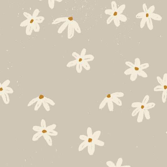 Daisy Doodles Wallpaper - Taupe
