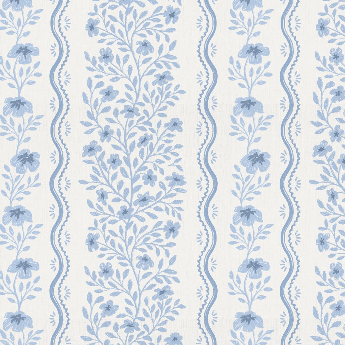 Etta Wallpaper in blue shown close up.
