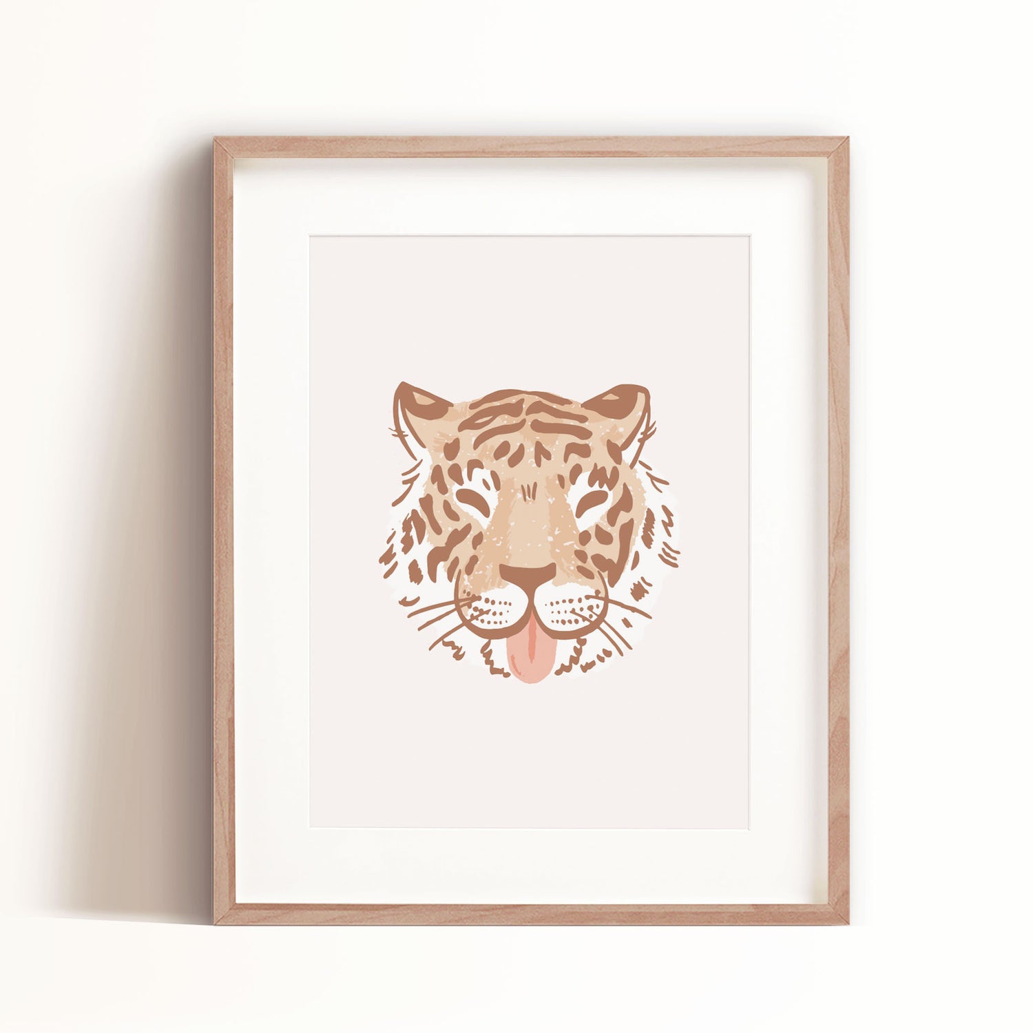 Tiger Head art print in tan is great for kids spaces