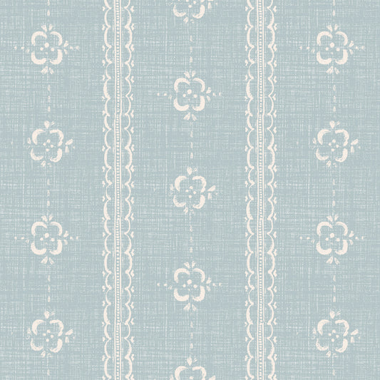 Time Worn Wallpaper in Sky Blue shown close up.