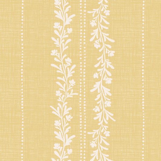 Timeless Florals Wallpaper in Sun shown close up.