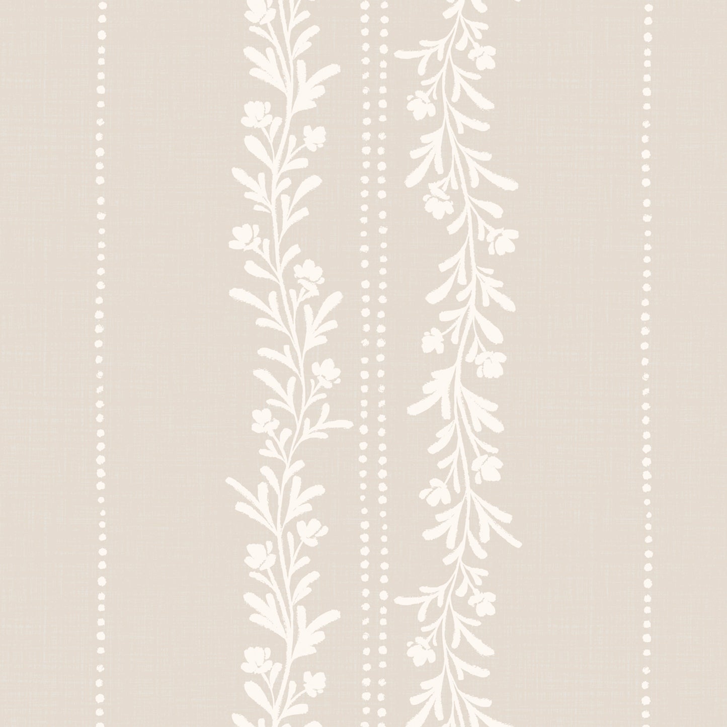 Timeless Florals Wallpaper in Stone shown close up.
