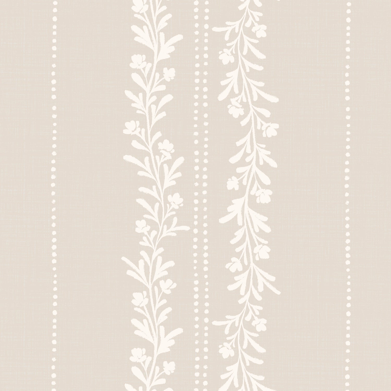 Timeless Florals Wallpaper in Stone shown close up.