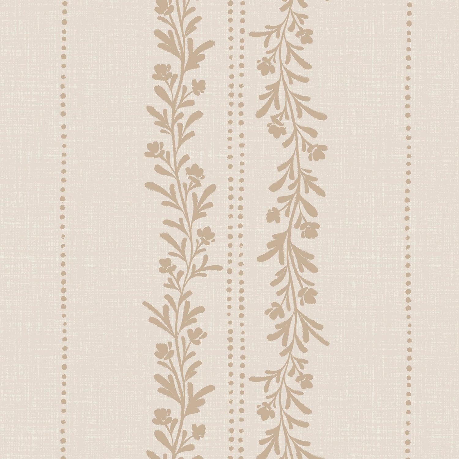 Timeless Florals Wallpaper in Tan shown close up.