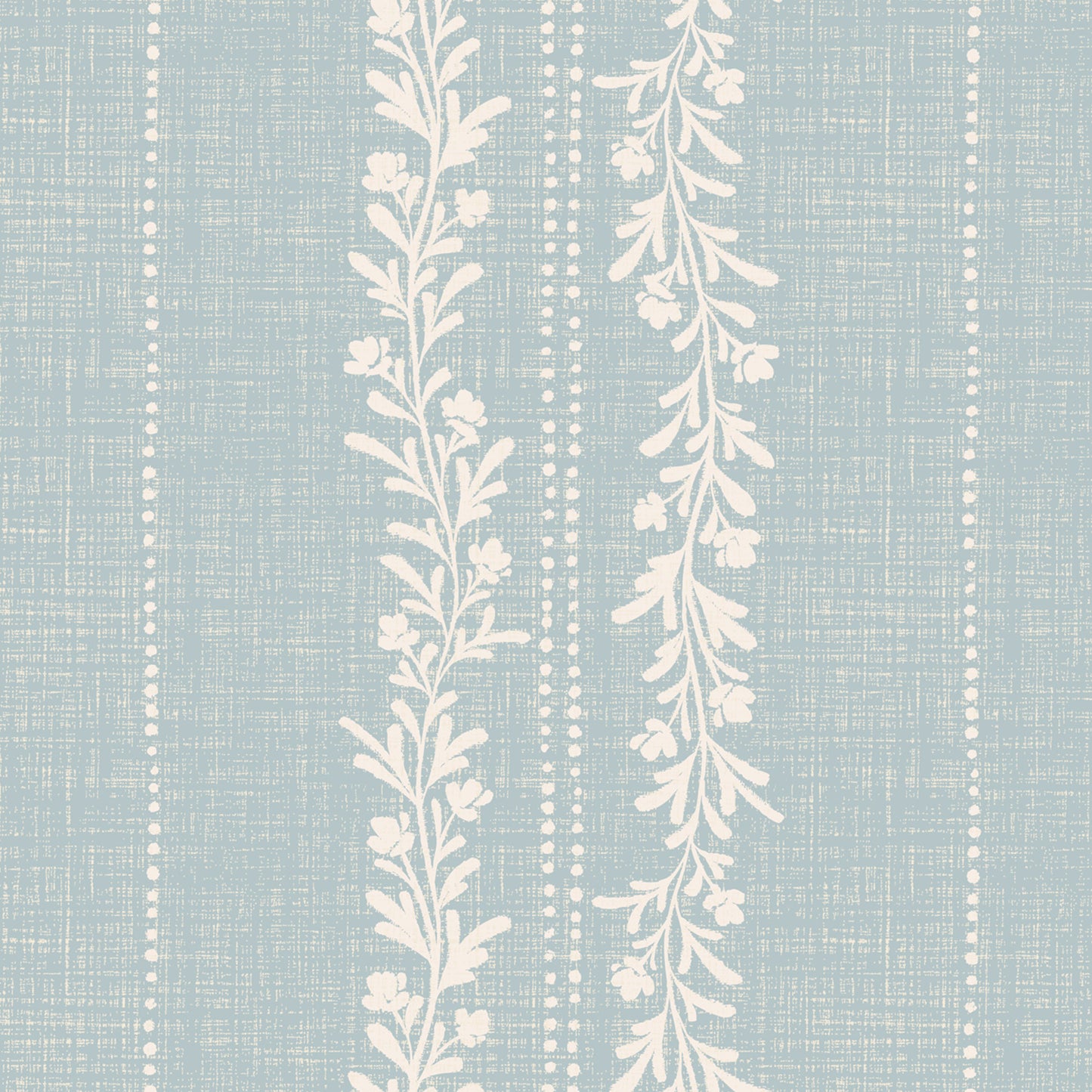 Timeless Florals Wallpaper in Blue shown close up.