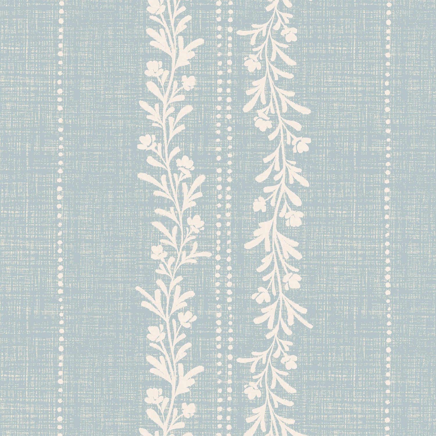 Timeless Florals Wallpaper in Blue shown close up.