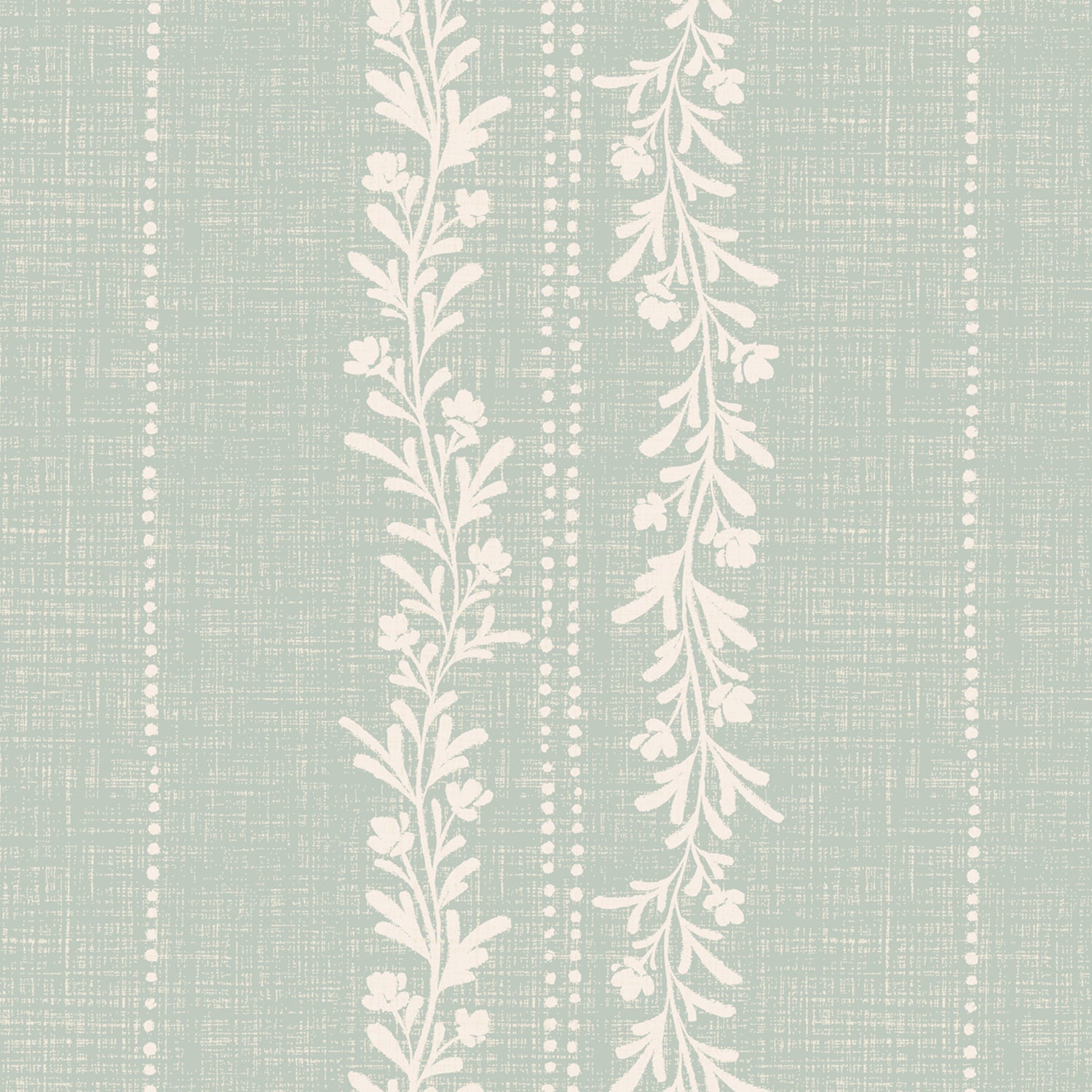 Timeless Florals Wallpaper in Sage shown close up.