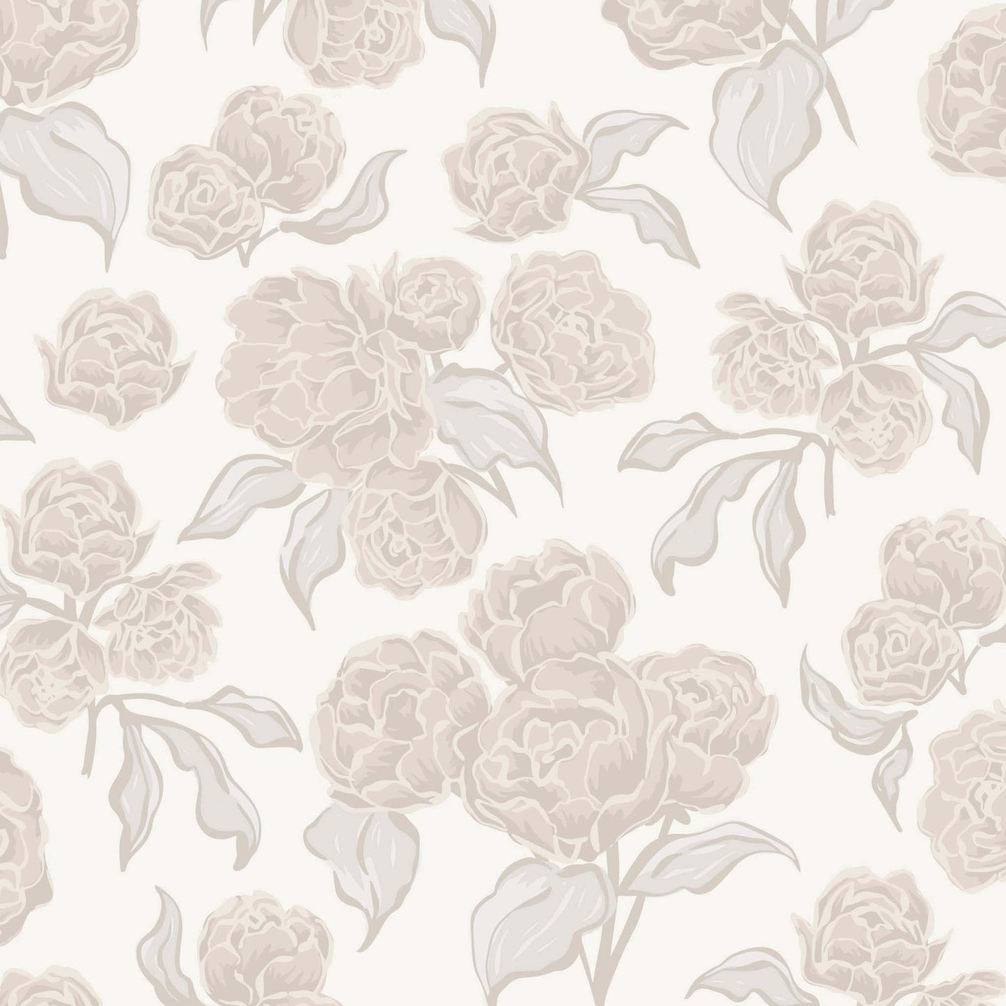 Pattern of beige rose flowers on a light background