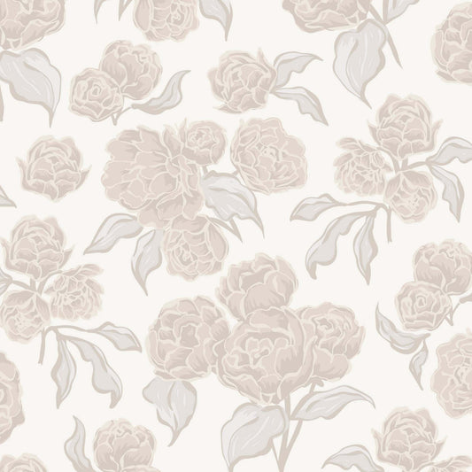 Pattern of beige rose flowers on a light background