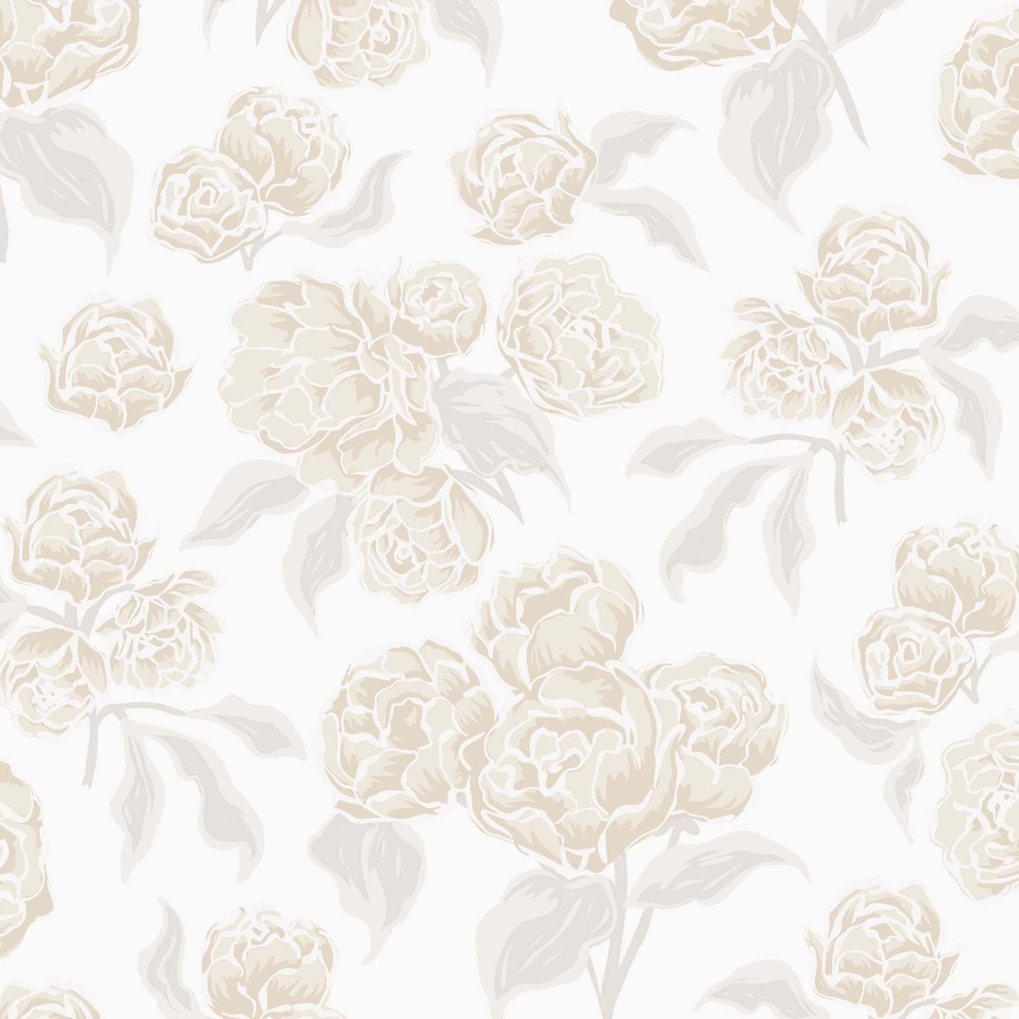 Pattern of cream flowers on a white background
