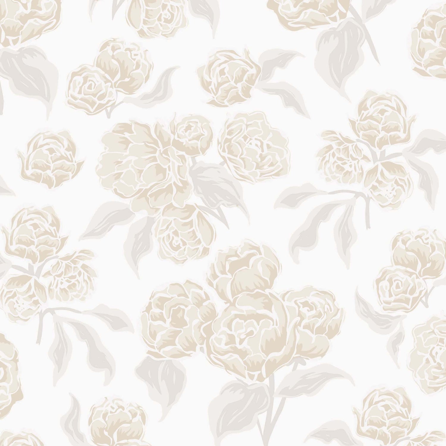 Pattern of cream flowers on a white background
