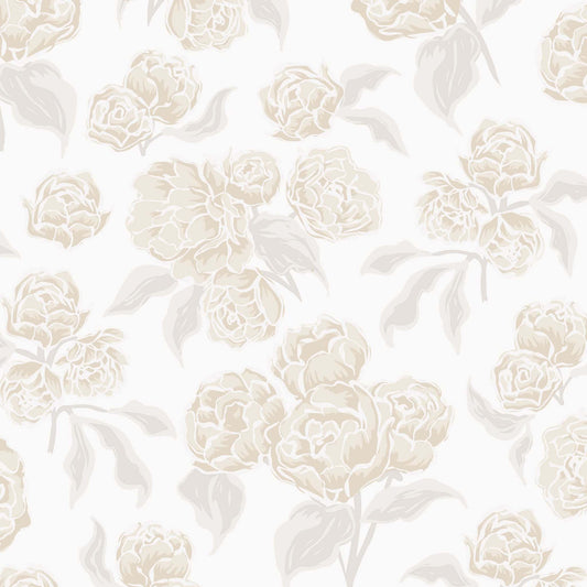 Pattern of cream flowers on a white background