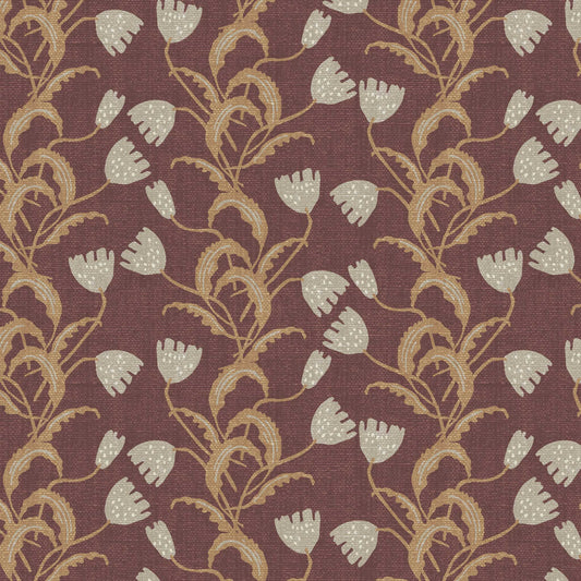 Closeup view of our  Modern Tulips Wallpaper in Burgundy