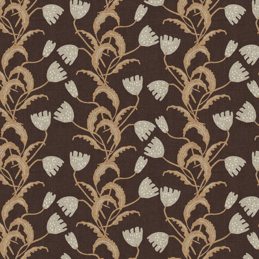 Closeup view of our Modern Tulips Wallpaper in Espresso