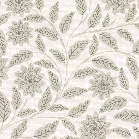  The Verdant Whispers Wallpaper in Ivory shown close up.