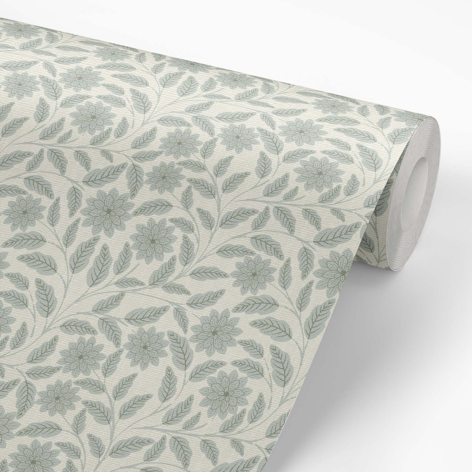 Verdant Whispers Wallpaper in Sage shown on a wallpaper roll.