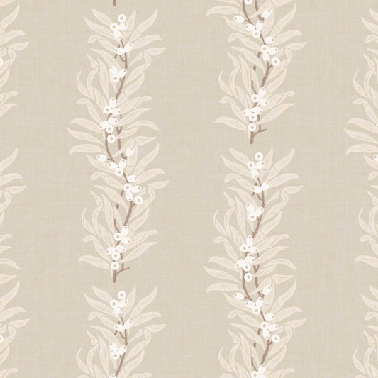 Closeup view of our Vining Berries Wallpaper in Ivory