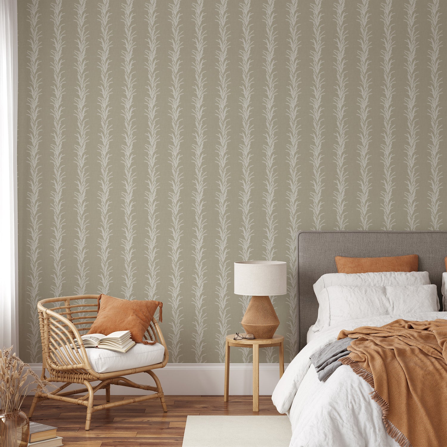 Make your space come alive with this Vertical Vines Wallpaper. Its distinctive vertical lines add texture and class, creating a sophisticated, modern look that exudes elegance and exclusivity. 
