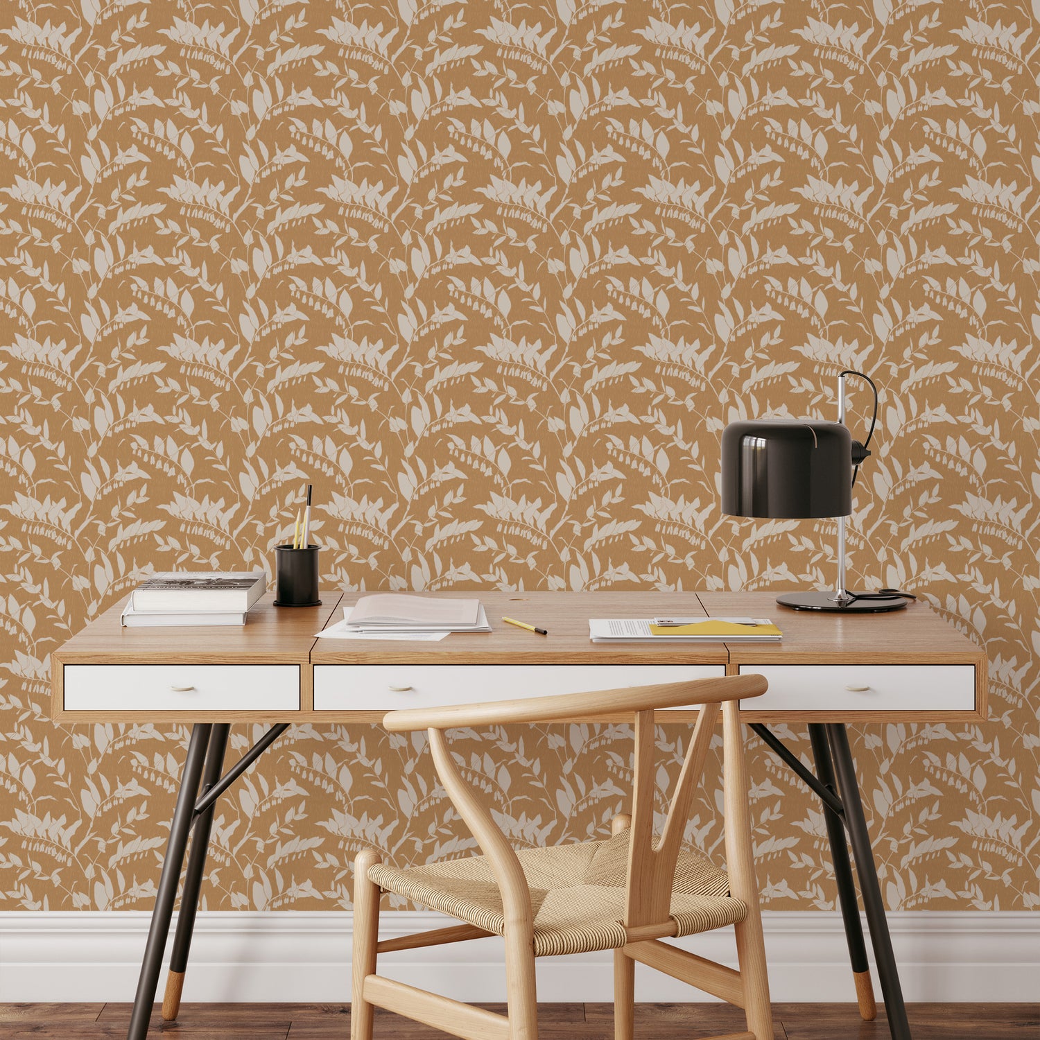 Vines Wallpaper in Tawny adds an appreciation of understated chicness to any interior, offering a funky and moody essence to any space it graces.