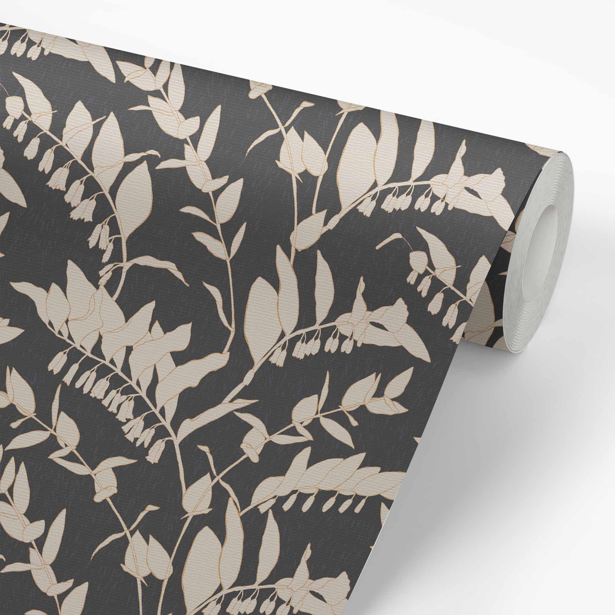 Vines Wallpaper Charcoal Ayara Home