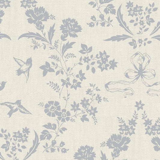 Coquette Vintage Garden in Dusty Blue shown up close.