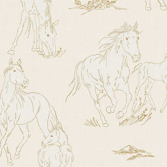 Closeup of Vintage Charm Horses Wallpaper - Shell