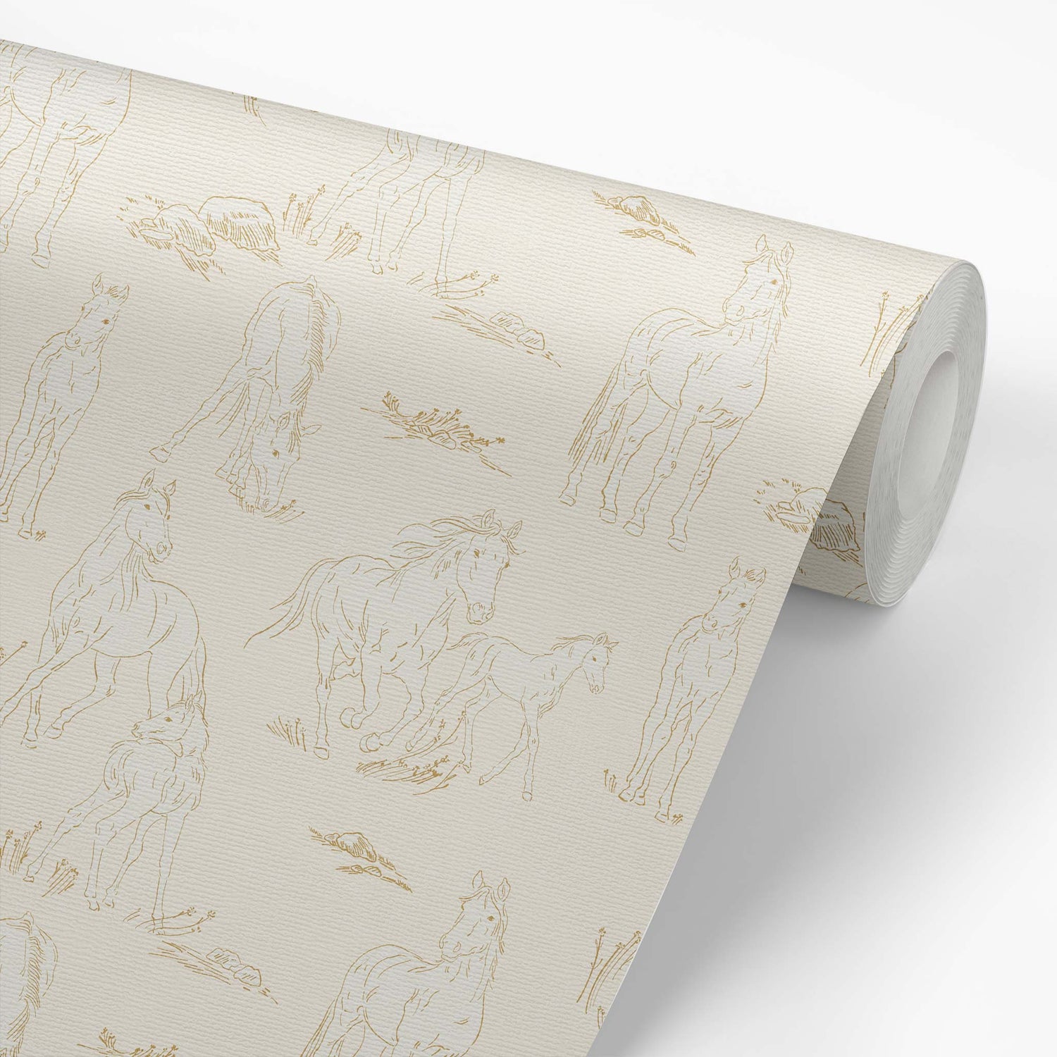 Vintage Charm Horses Wallpaper - Shell shown on a roll