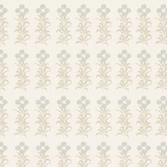 Stamped Garden Rows Wallpaper in Cream shown up close.
