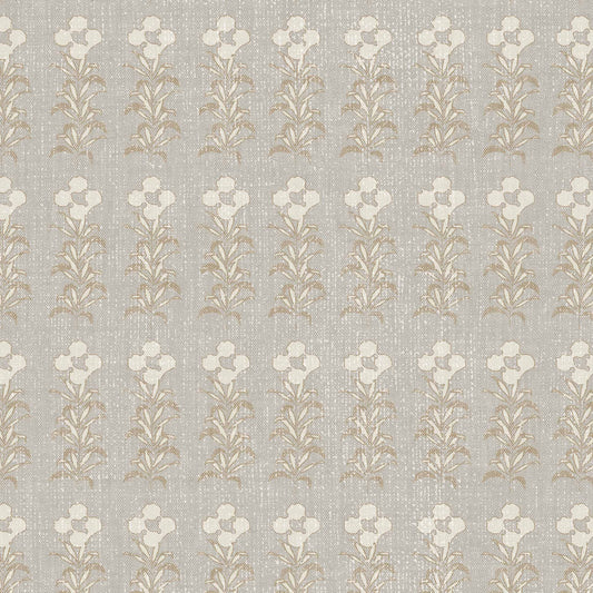 Stamped Garden Rows Wallpaper in Dove Gray shown up close.
