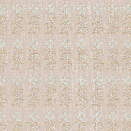 Stamped Garden Rows Wallpaper in Dusty Peach shown up close.