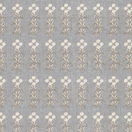 Stamped Garden Rows Wallpaper in Gray shown up close.