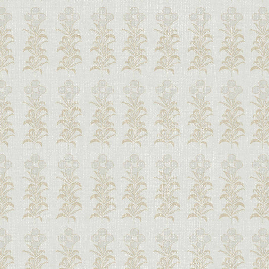 Stamped Garden Rows Wallpaper in Light Gray shown up close.