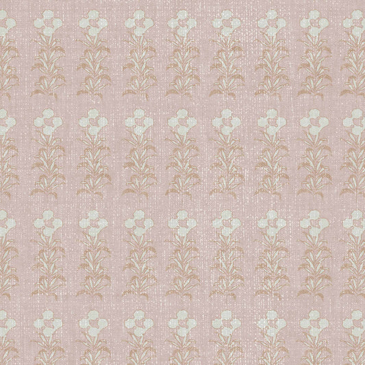 Stamped Garden Rows Wallpaper in Rose shown up close.