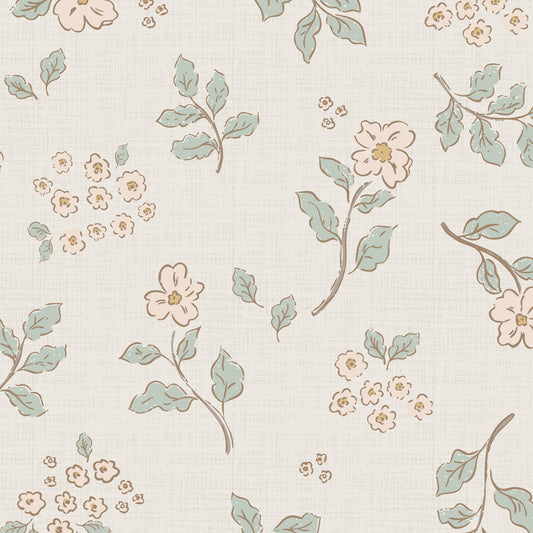 Vintage Serenity Wallpaper in Blush shown close up.